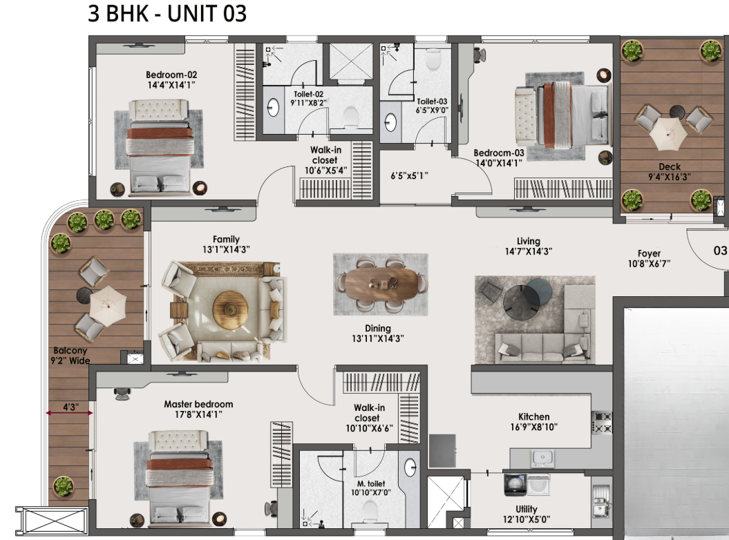 4BHK floor plan